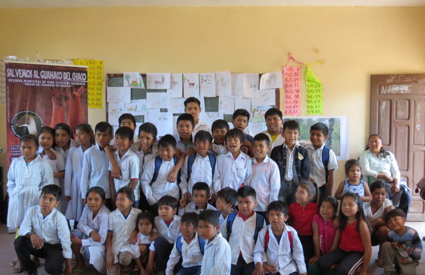 Group of schoolchildren in an Indigenous community in Bolivia