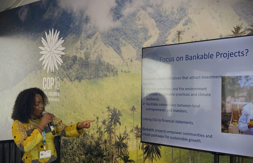 Pauline Nantongo Kalunda at MoMo4C COP16 event in Cali